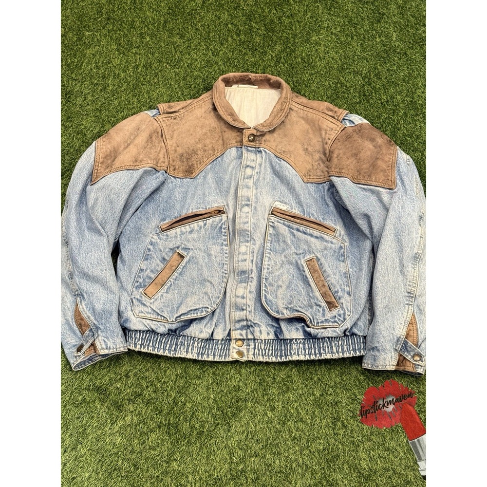 Vintage Guess By‎ Marciano Denim Jacket Mens No Size Tag Distressed